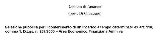 avviso incarico Area Finanziaria